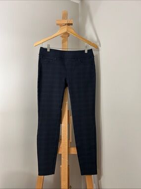 Liverpool Jeans Company | Slim Ankle Stretch Trousers in Navy Plaid | Size 6